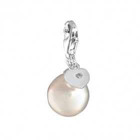 Thomas Sabo charm en plata con perla blanca y diamante.