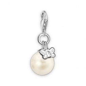 Thomas Sabo charm de perla con mariposa en plata.